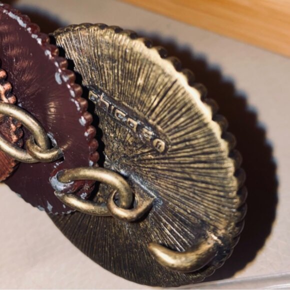 Chico Belt Mixed Metal Heavy Adjustable Discs Cooper Brass Silver Chain - Picture 4 of 8